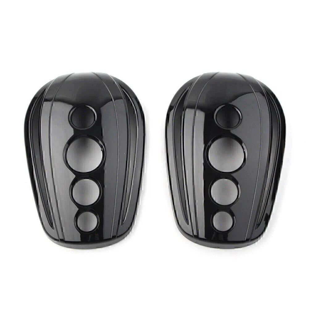 Black Oval Rearview Mirror Covers for Harley Dyna, Street Glide, Softail, Sportster