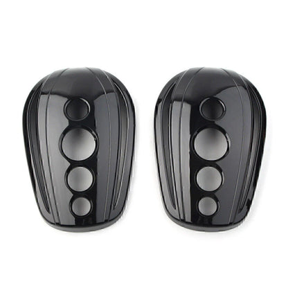 Black Oval Rearview Mirror Covers for Harley Dyna, Street Glide, Softail, Sportster