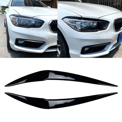 Headlight Eyelids Chrome Trim Cover ABS Black for BMW 1 Series (2015–2018)