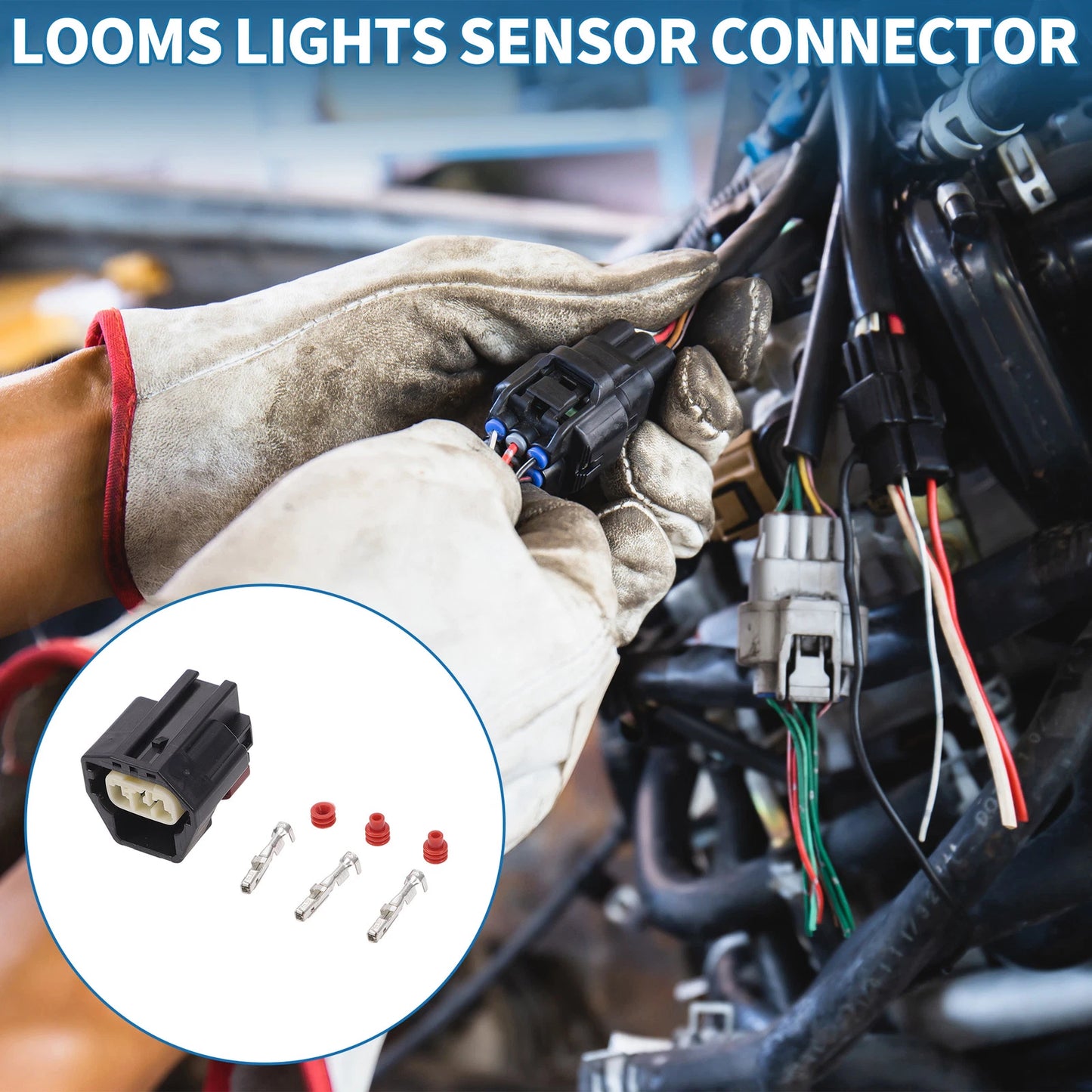 Set of 3 Pin Looms Lights Sensor Connectors for Ford Volvo
