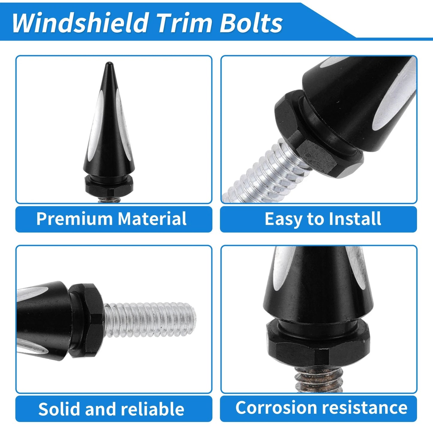 Windshield Bolts for Harley Davidson Touring Electra Glide/Ultra (2014–2024) Black