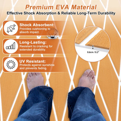 EVA Boat Flooring Strip 96" L x 16" W Brown with White Line