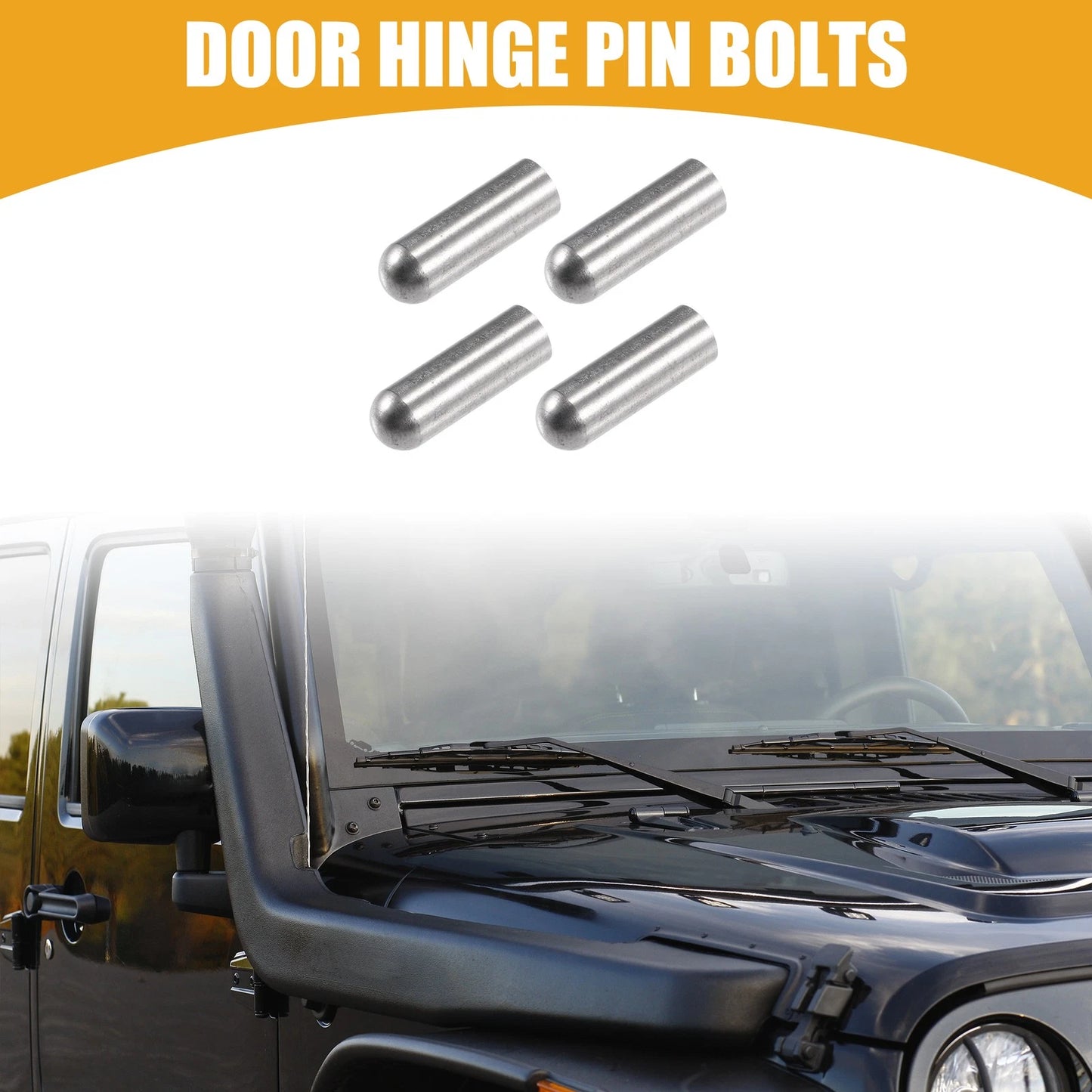 Set of 4 Door Hinge Pin Bolts Guides Liners for Jeep Wrangler JK JKU (2007–2021)