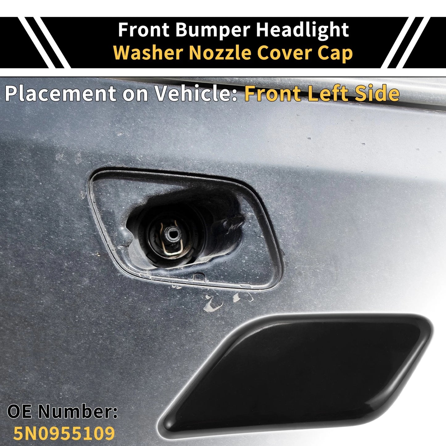 Left Bumper Headlight Washer Nozzle Cover Cap for VW Tiguan (2008–2011)