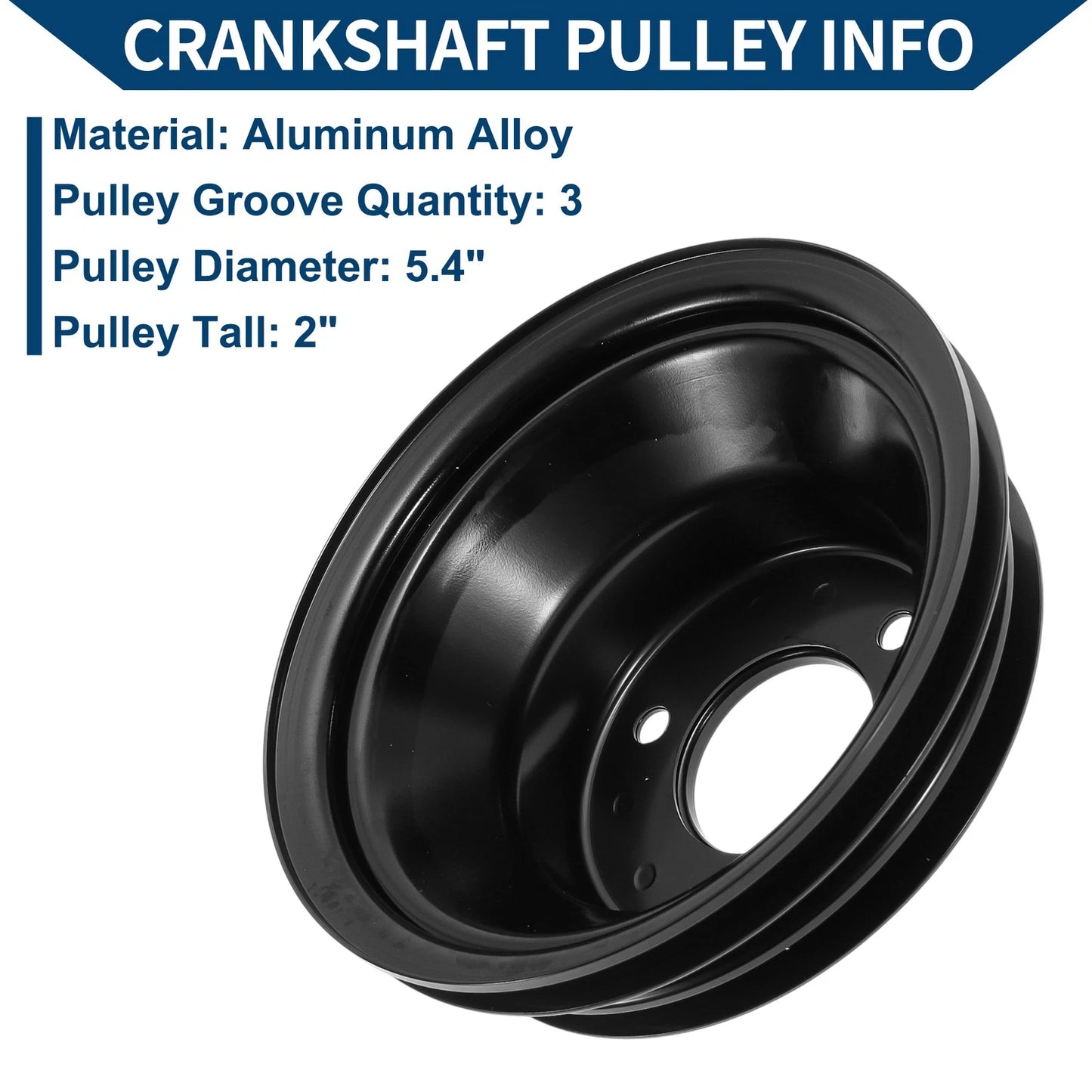 3 Triple-Groove LWP Long Water Pump Crank Pulley for Chevy Big Block (1965–1990)