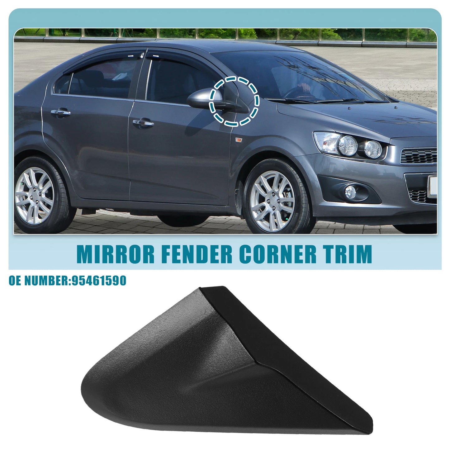 Right Mirror Triangle Fender Cover No. 95461590 for Chevrolet Sonic (2012–2020)