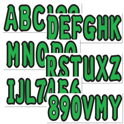 Set of 4 Green Marine Boat Decals A-Z & 0-9 (3")
