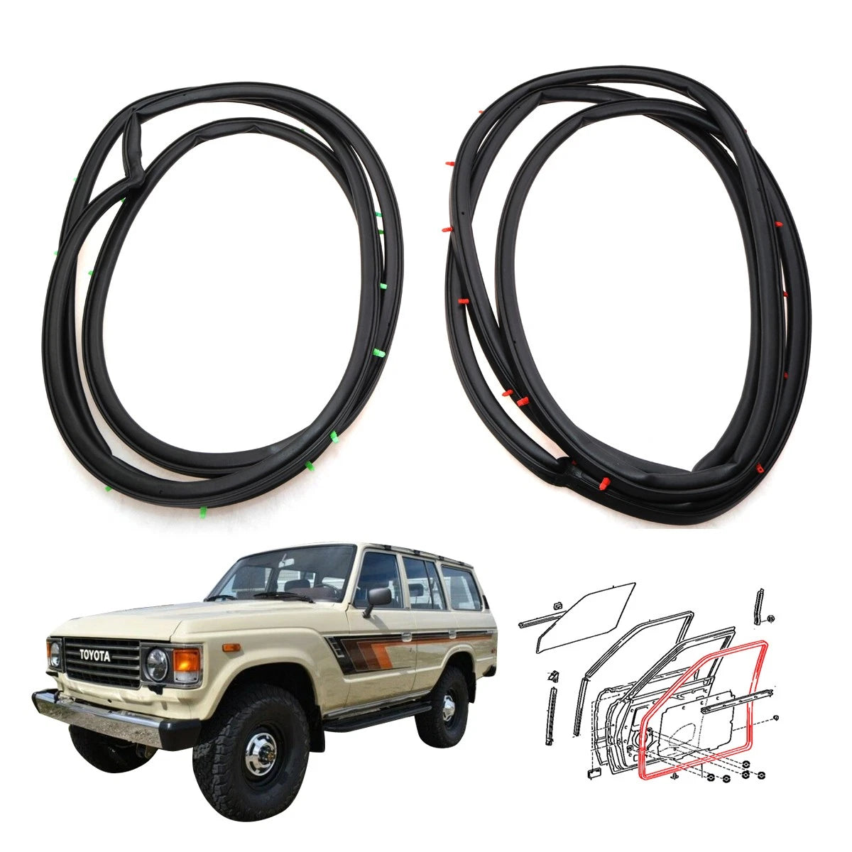 Weatherstrip Set for Toyota Land Cruiser BJ60 FJ61 FJ62 HJ60 (1980–1990)