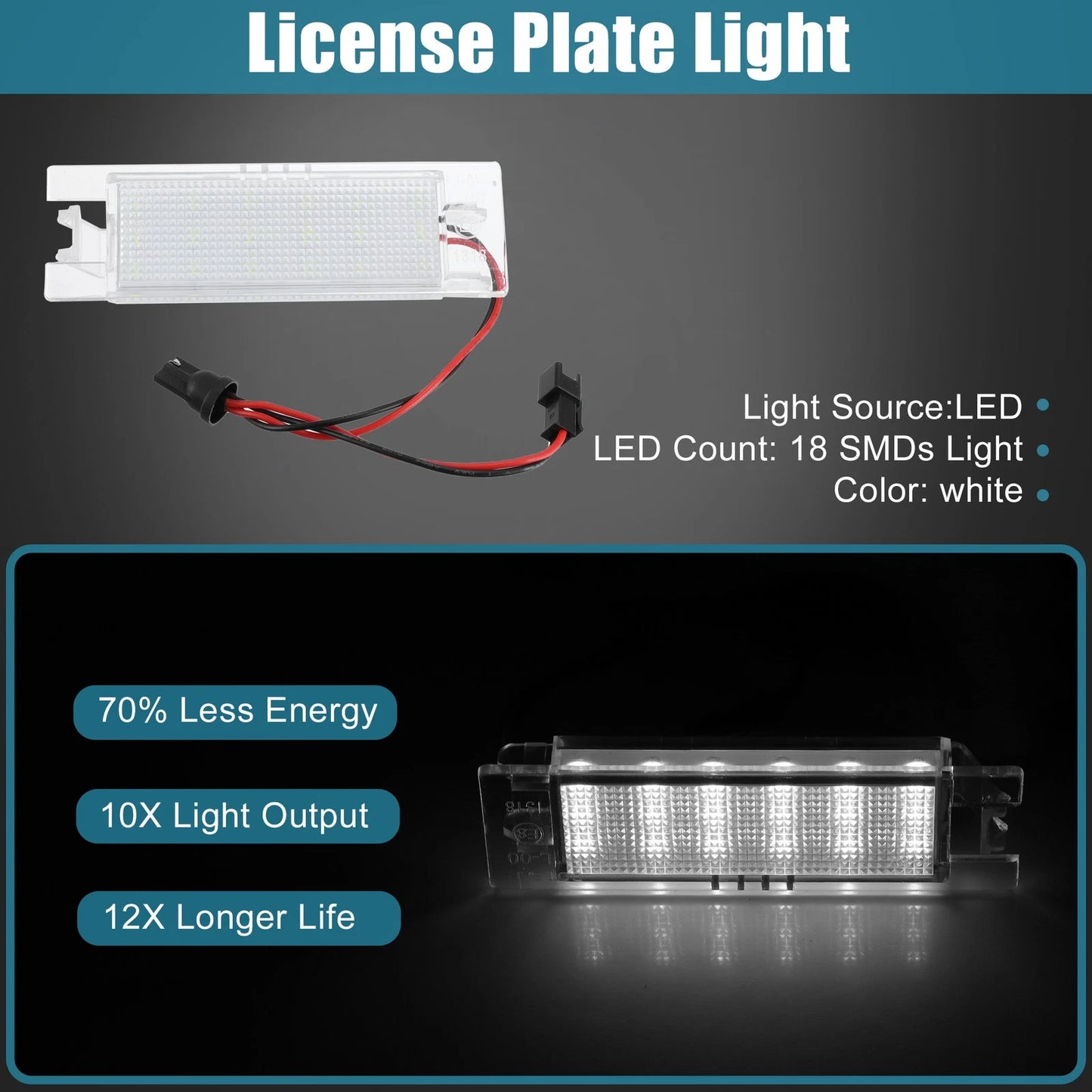 2X LED License Plate Light for Alfa Romeo 147 156 159 166 (2000–2010)