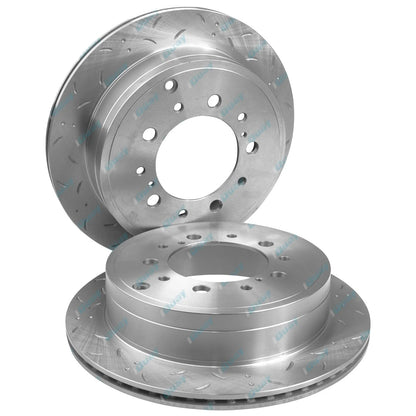 Rear Dimple Drilled Slotted Disc Brake Rotors & Pads for 200 Series Landcruiser