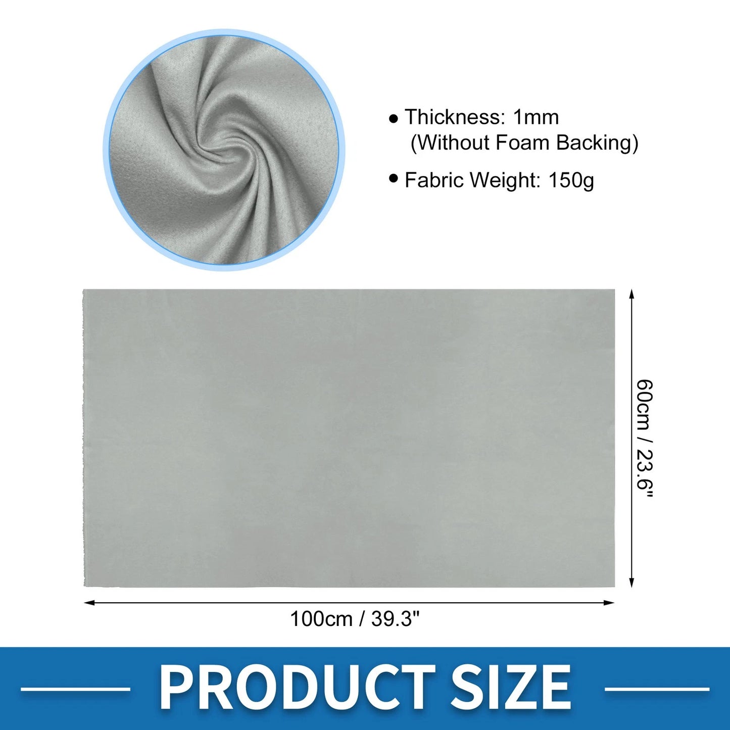 Suede Fabric Headliner for Car Roof Repair (23.6"L x 39.3"W) Light Gray