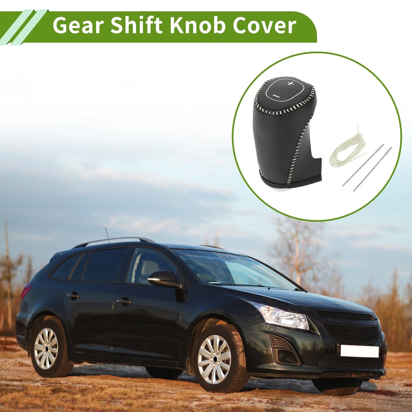 Car Gear Shift Knob Cover for Chevrolet Equinox (2016-2020) - 1 Pc Black Beige