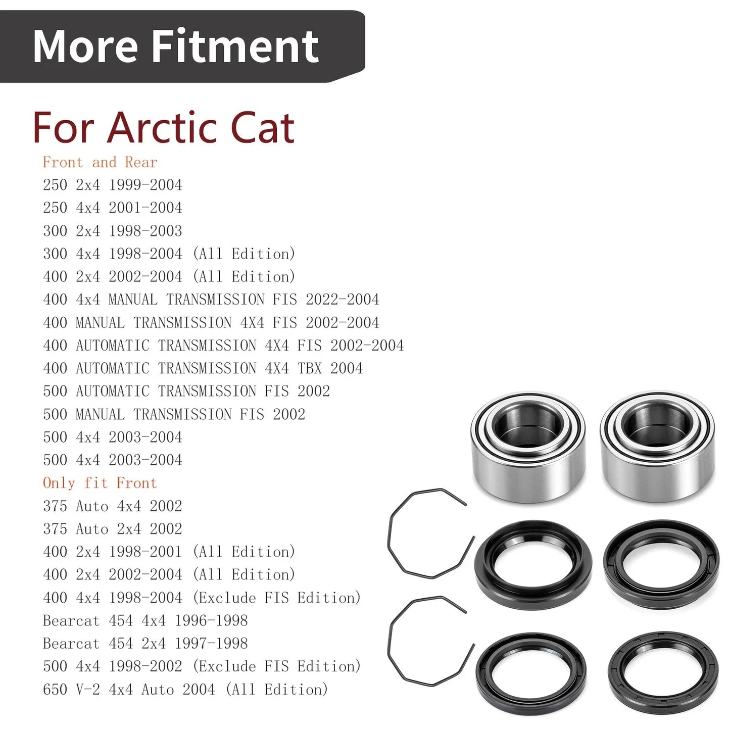 Front / Rear Wheel Bearing & Seals 2 x for Arctic Cat 300 (1998–2004)