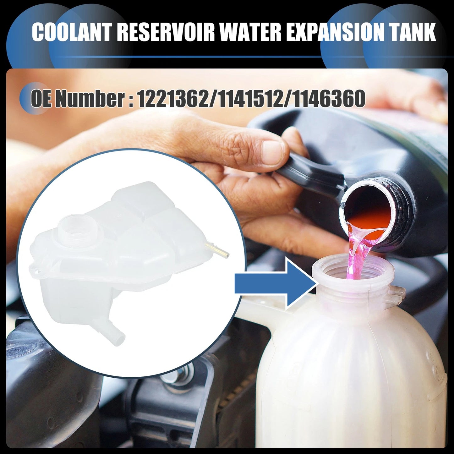 Coolant Expansion Overflow Tank No. 1221362/1141512 for Ford Fiesta MK6 (2001–2008)