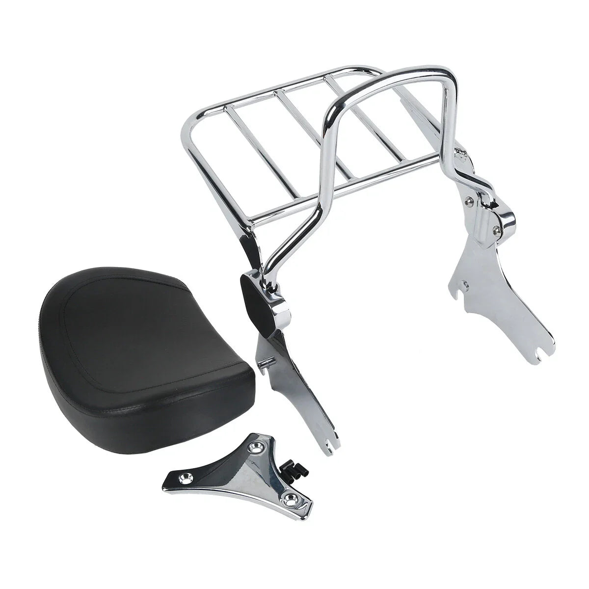 Chrome/Black Sissy Bar Backrest Luggage Rack for Harley Touring (1997-2008)
