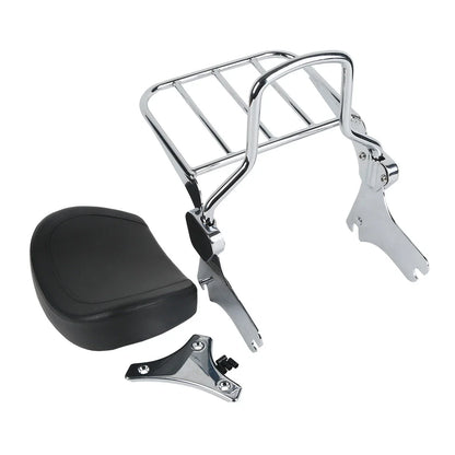 Chrome/Black Sissy Bar Backrest Luggage Rack for Harley Touring (1997-2008)