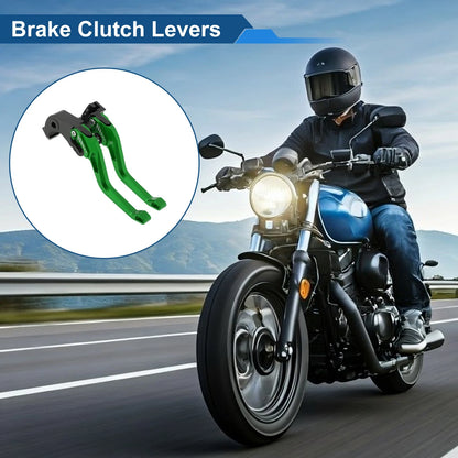Adjustable Short Brake Clutch Levers for Kawasaki ZX6R (2000–2023) - Green