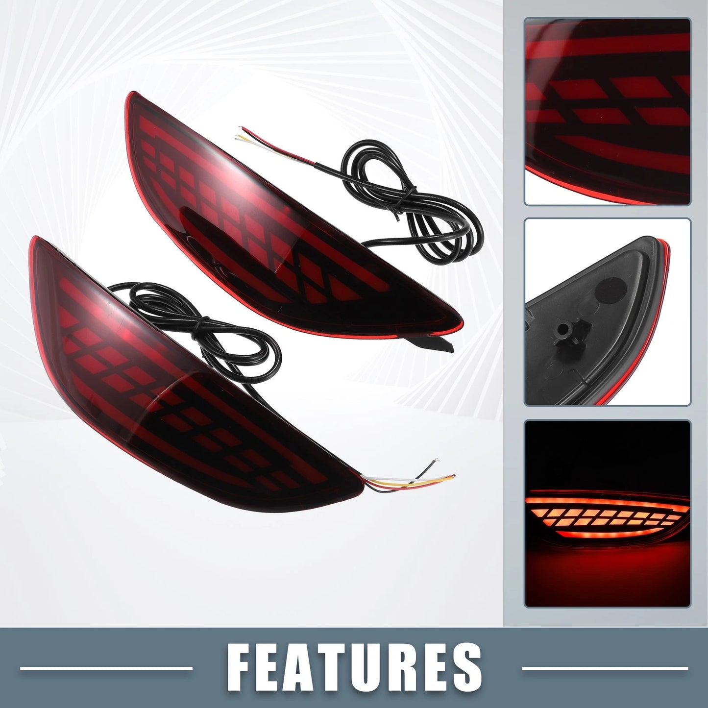 2X Rear Bumper Reflector LED Brake Turn Signal Light for Hyundai Accent (2018–2022)