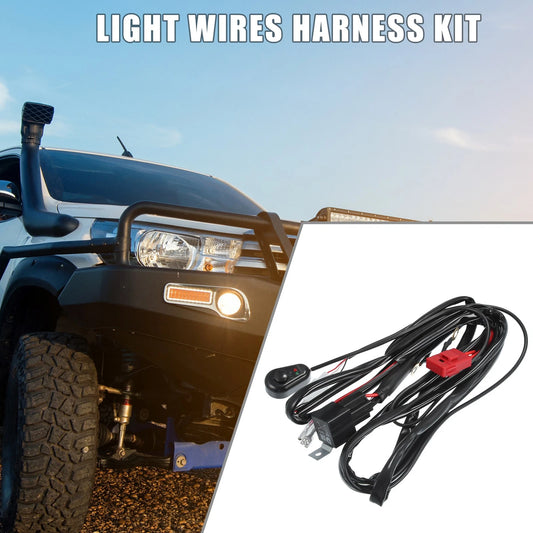 LED Work Light Bar Wiring Harness Kit for Off Road (1 Lead, 2m/6.7ft)