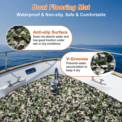 Self-Adhesive Boat Flooring Strip 96" L x 24" W Camo Green