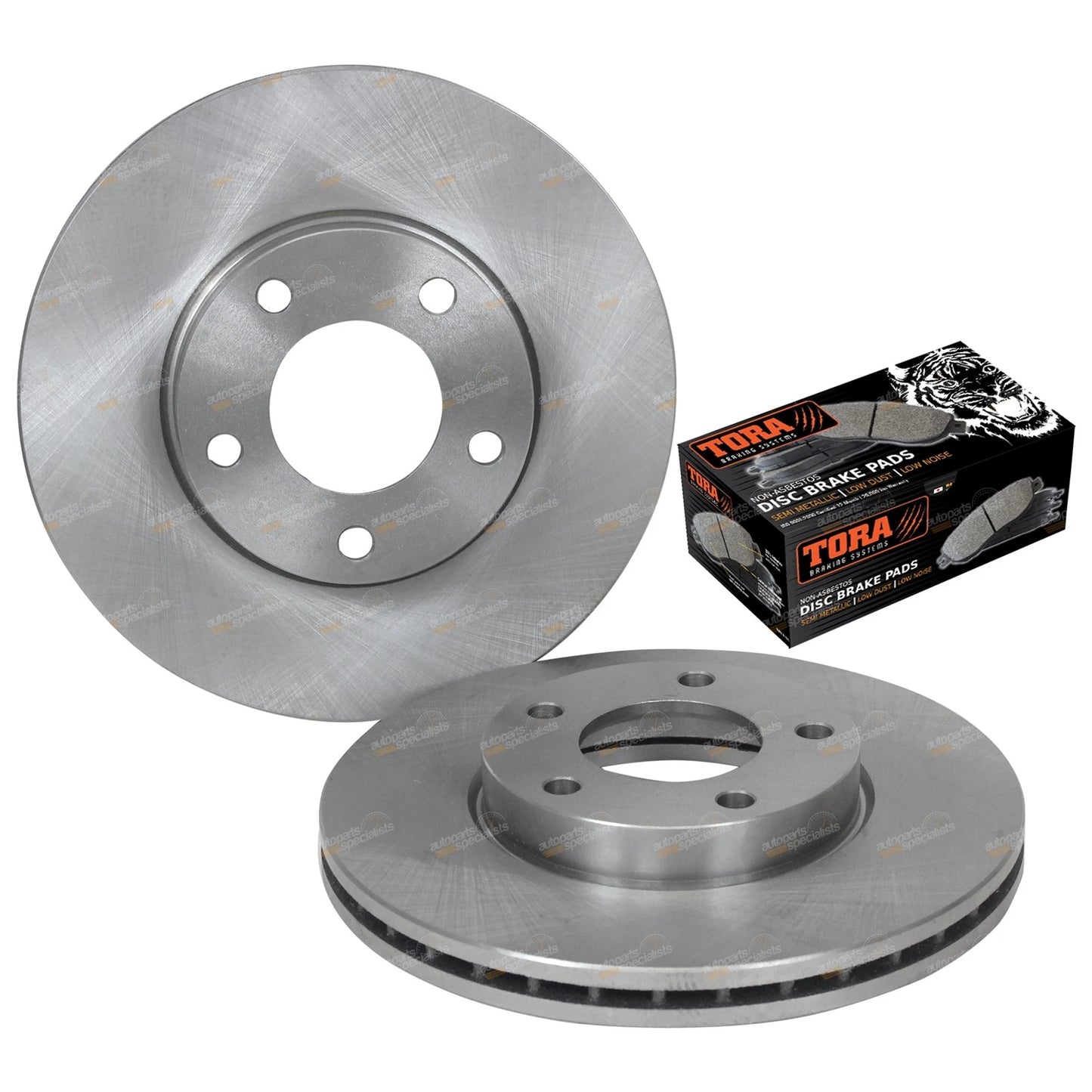 2 Front Brake Disc Rotors + Pads Set for Mazda 3 (2004–2009) FWD