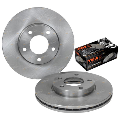 2 Front Brake Disc Rotors + Pads Set for Mazda 3 (2004–2009) FWD