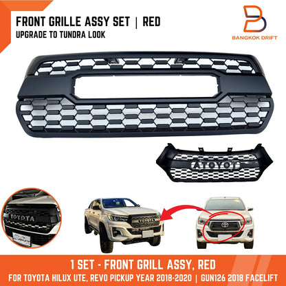 Tundra Style Front Grille Red Letter for Toyota Hilux UTE SR5 (2018-2020)
