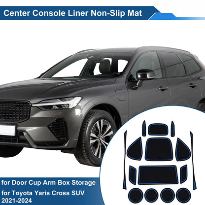 15 Pcs Non-Slip Mat for Toyota Yaris Cross SUV (2021–2024) PVC Blue