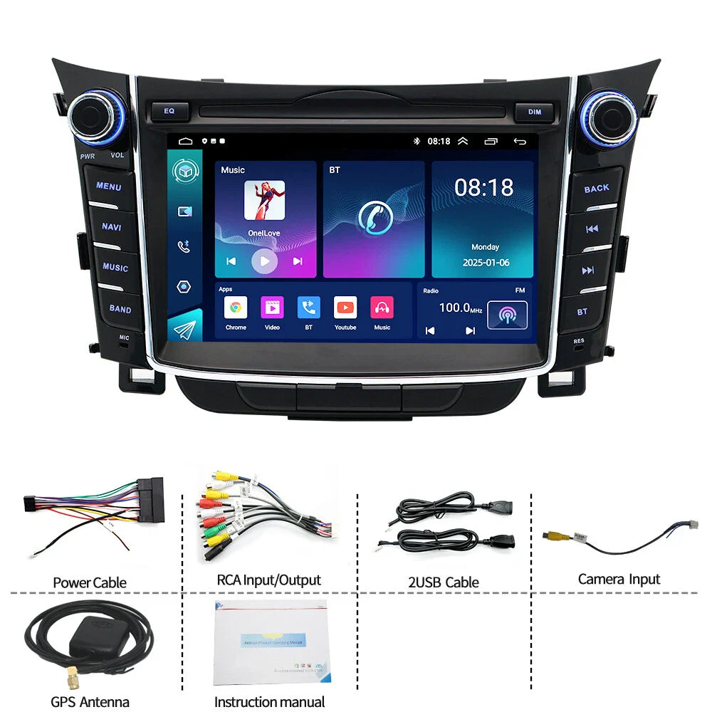 7" Stereo Radio GPS Navi Head Unit for Hyundai I30 Elantra GT (2011-2017)