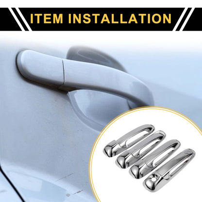 Set of 4 Car Door Handle Protectors for Dodge Ram 1500 (2002–2008) Silver Tone