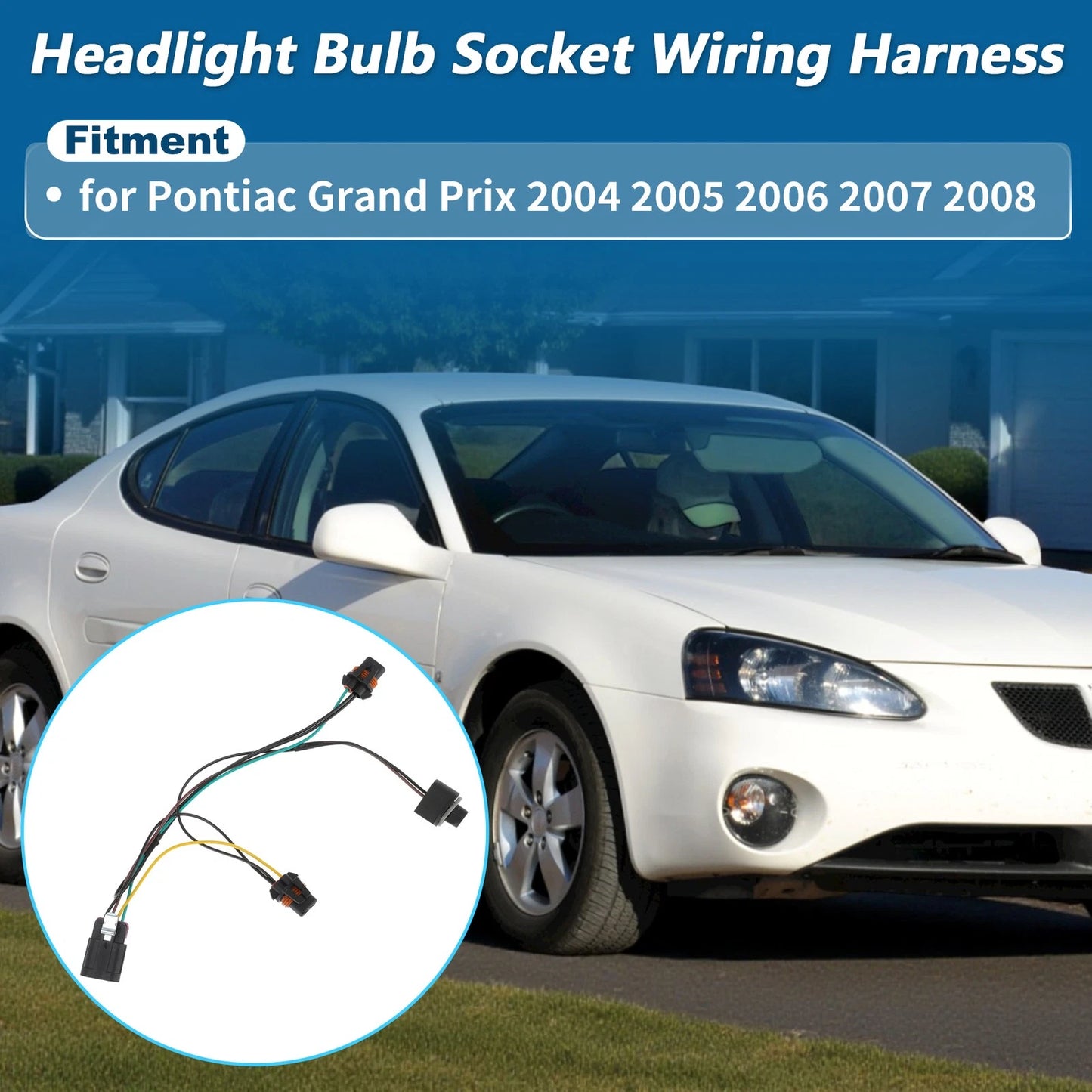 Head Light Bulb Socket Wiring Harness for Pontiac Grand Prix (2004–2008)