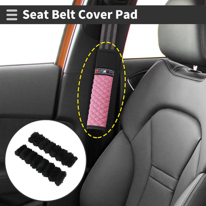 Set of 2 Black Seat Belt Cover Pads 24cm for Universal Fit