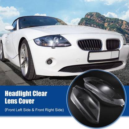 Pair Headlight Clear Lens Shell Cover for BMW Z4 E85 (2003–2008) No. 63127165714