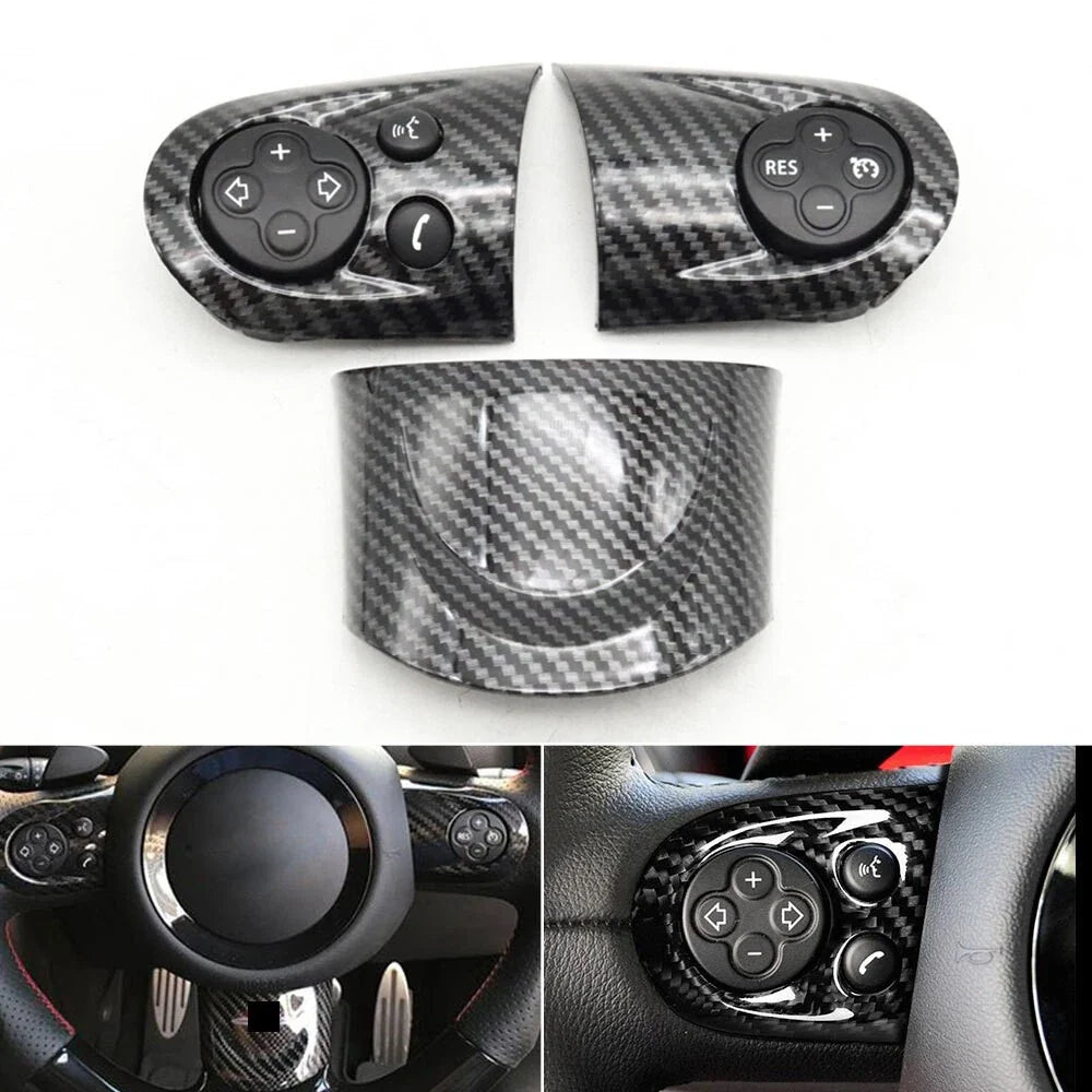 Multifunction Carbon Steering Wheel Switch Button Trim Cap for MINI Cooper