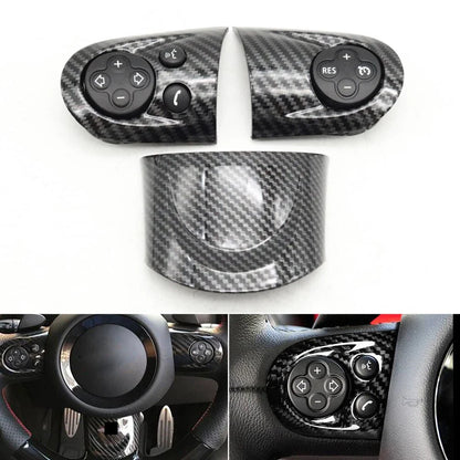Multifunction Carbon Steering Wheel Switch Button Trim Cap for MINI Cooper