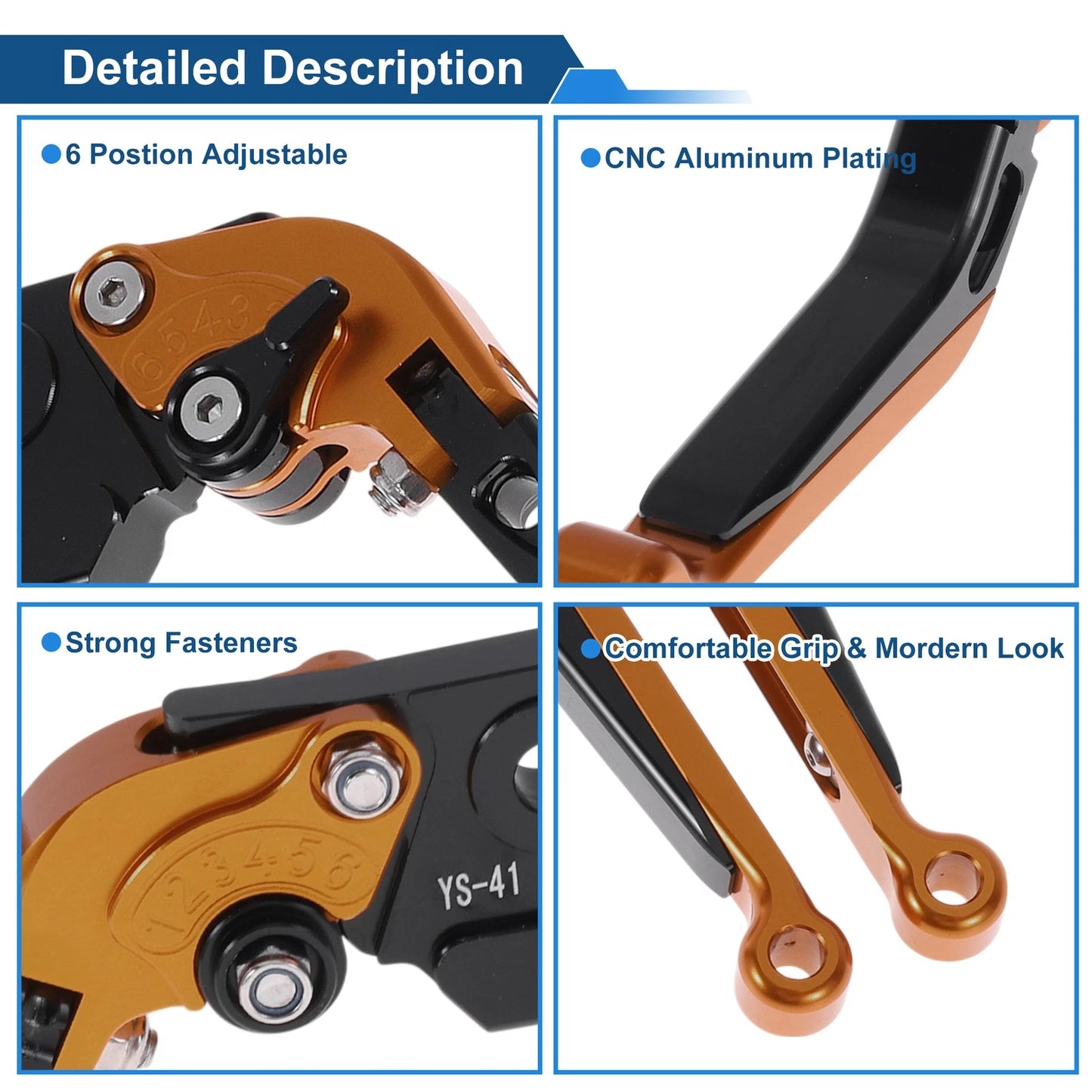 Adjustable Brake Clutch Lever for Suzuki GSXR150 (2017–2020) Orange Black