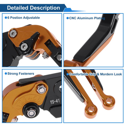 Adjustable Brake Clutch Lever for Suzuki GSXR150 (2017–2020) Orange Black