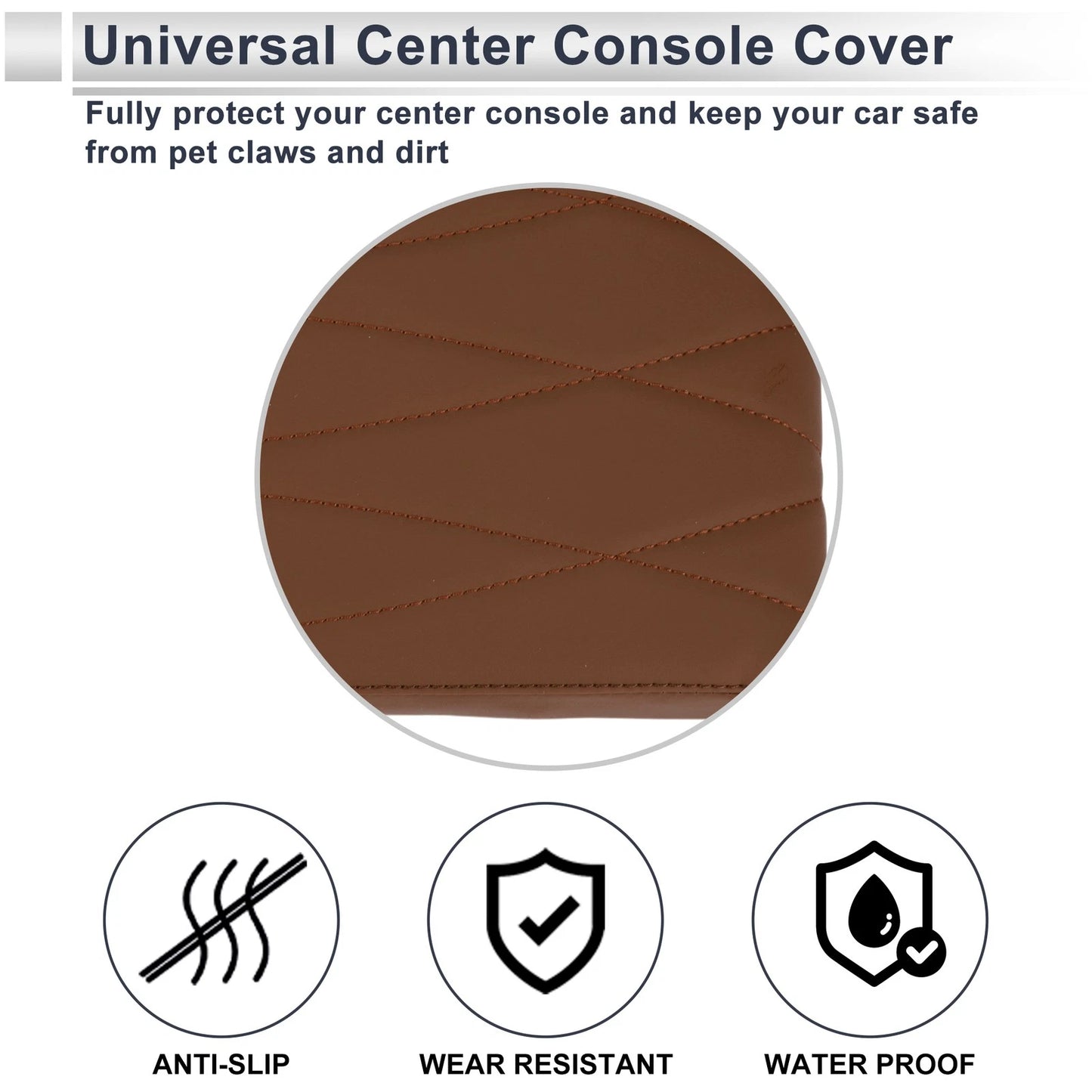 Center Console Cover for Car (12.6"x7.87"x1.97", Light Brown)