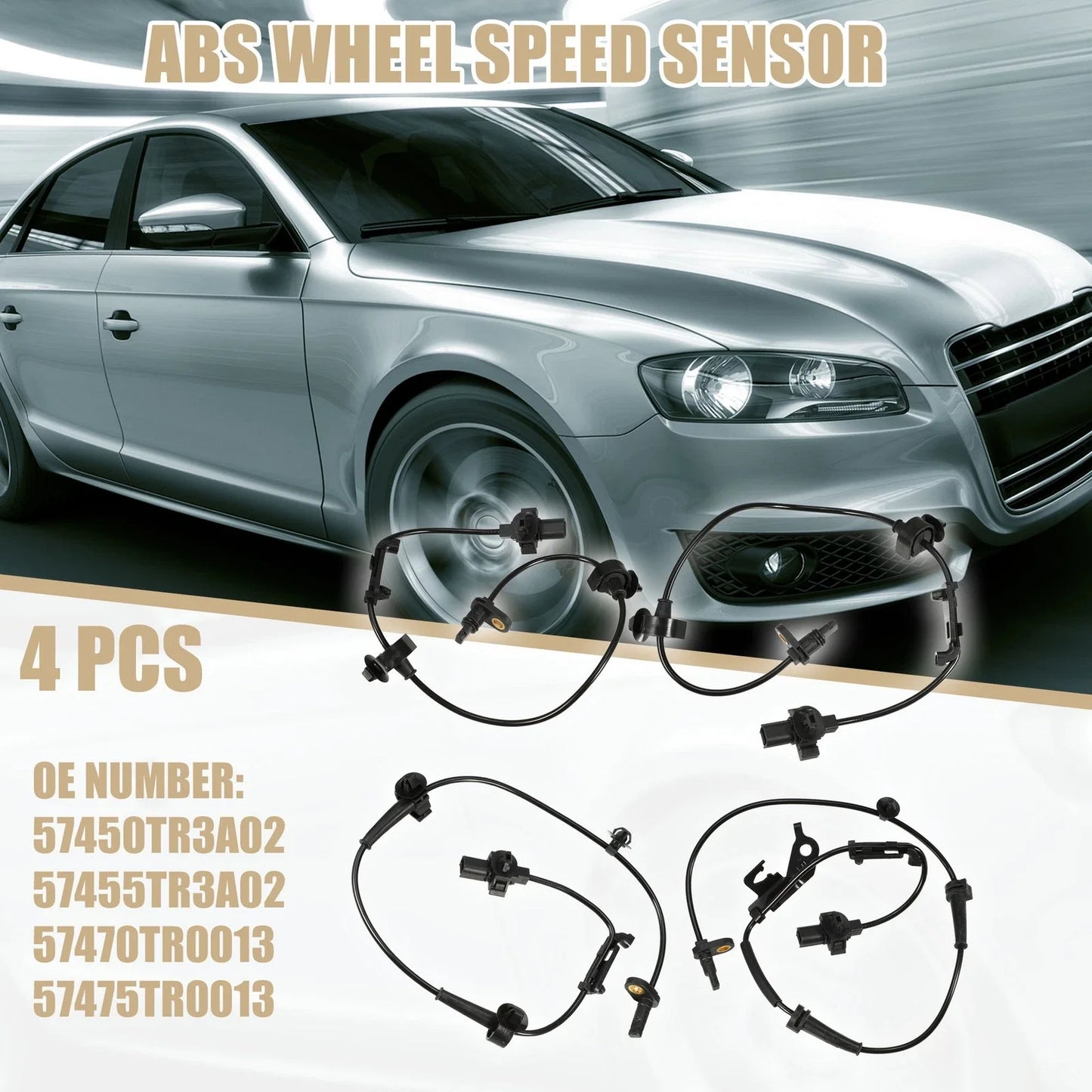 4 x ABS Wheel Speed Sensors for Honda Civic (2012-2013)