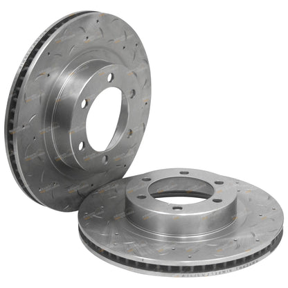 2 Front Drilled Slotted Disc Brake Rotors for Toyota Prado (2002–2009)