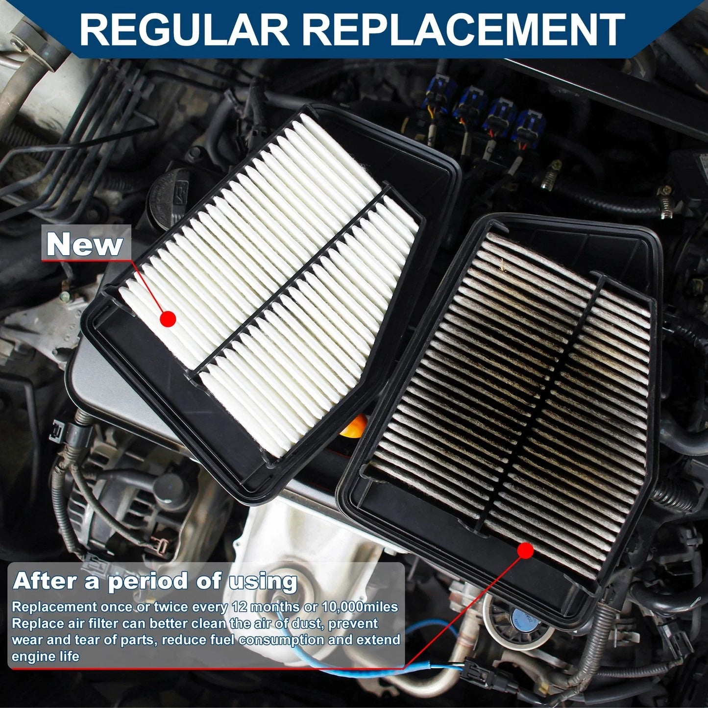 Car Engine Air Filter for Honda Civic 1.5L 2.0L (2016-2021) - 2 x Filters