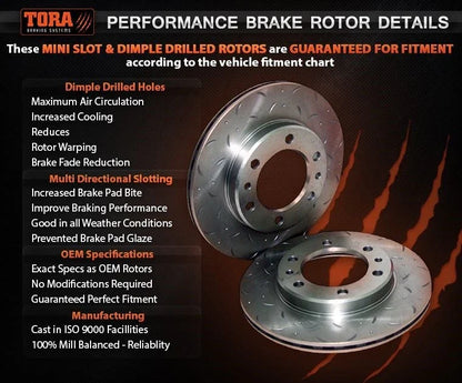 Front Slotted Dimple Drilled Disc Brake Rotors + Pads for Challenger PB PC
