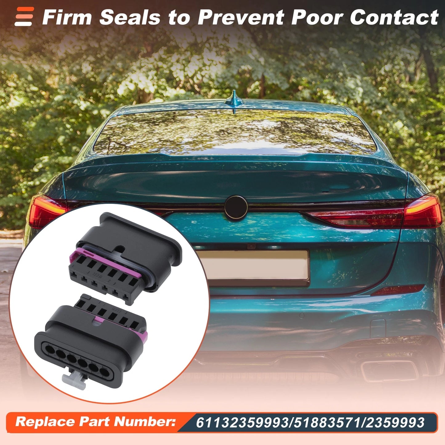 Set of 2 6 Pin Tail Light Plug Connectors for BMW 1 2 3 4 Series