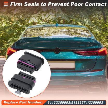Set of 2 6 Pin Tail Light Plug Connectors for BMW 1 2 3 4 Series