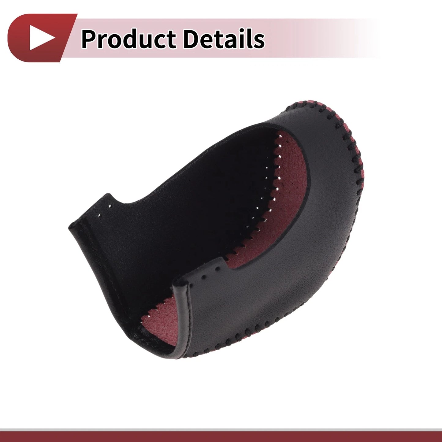 1Pc Gear Shift Knob Cover for Hyundai Sonata (2011–2014) Black Red Faux Leather