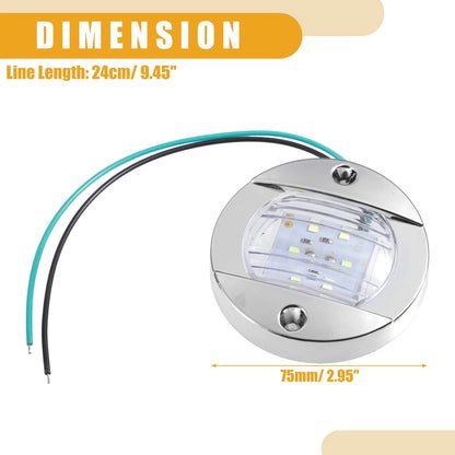 Set of 4 Round Marine Boat Lights with 6 LEDs - Green
