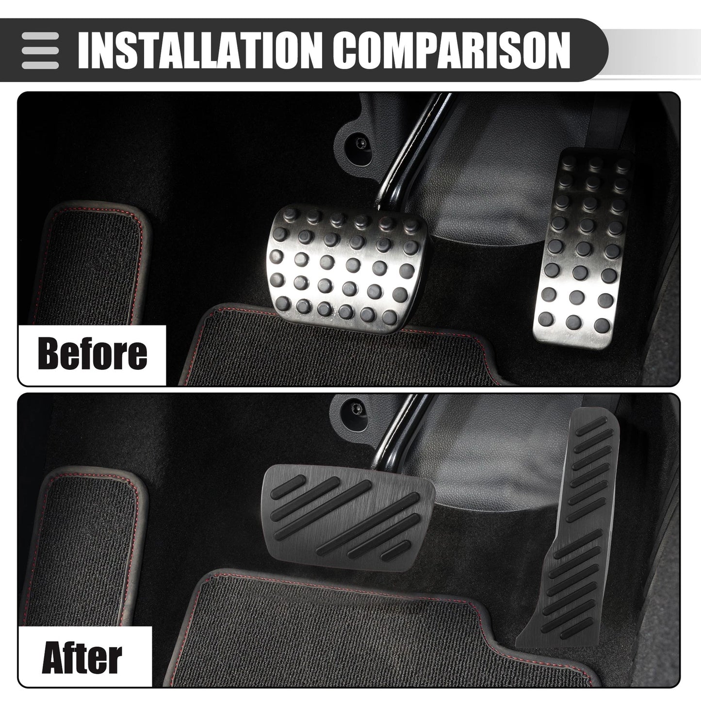 Set of 2 Brake Accelerator Pedal Covers for Chevrolet Camaro (2016–2023) Black