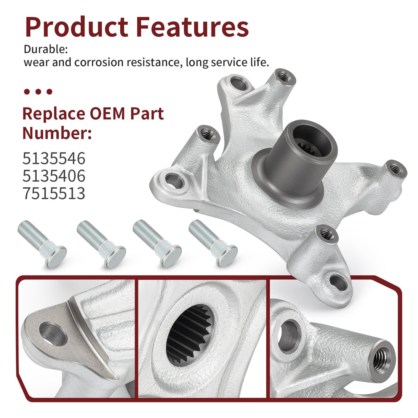 Rear Hub with Bolts for Polaris Sportsman 400 HO (2008–2010)
