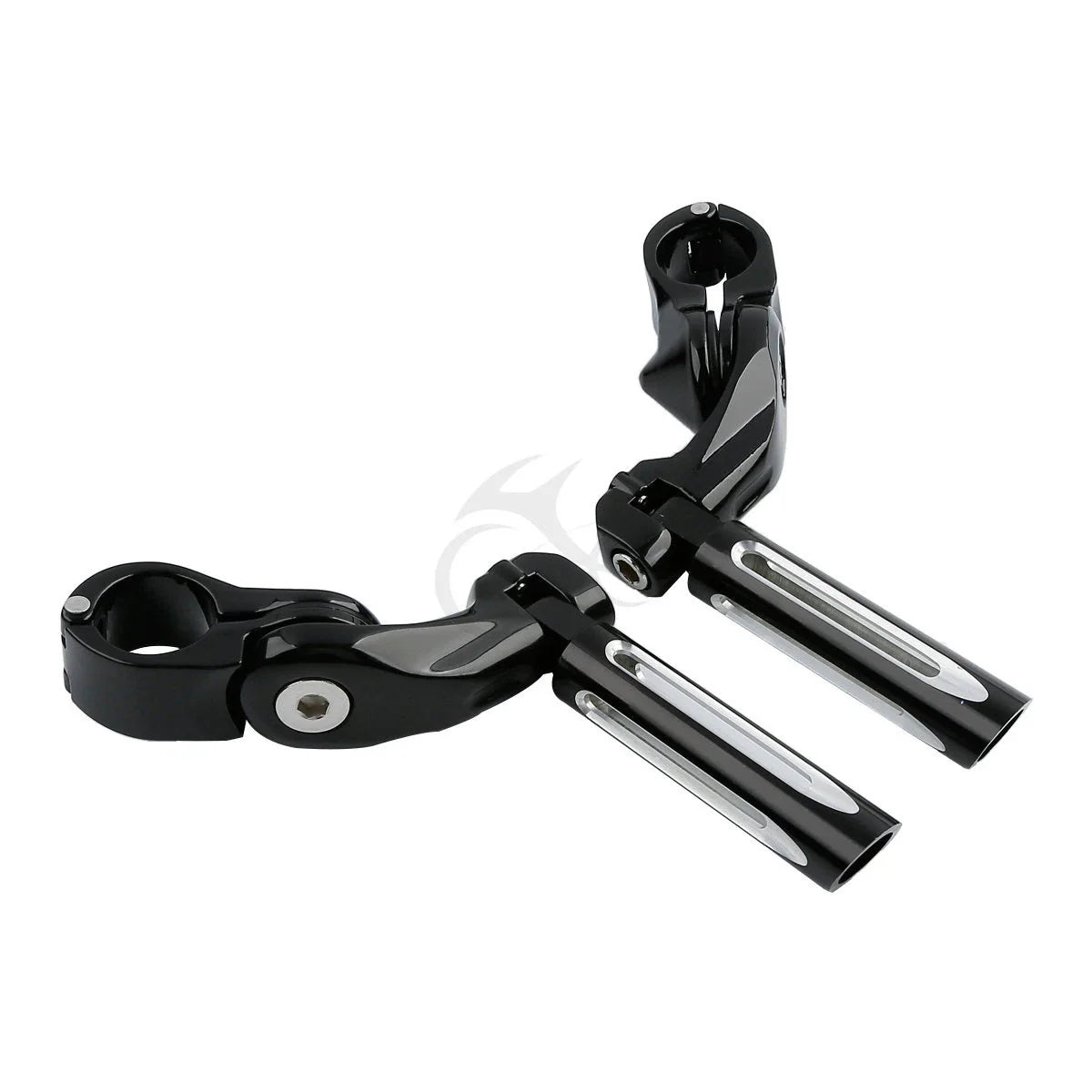 1 1/4" Black Short Angled Footpegs for Harley Road King, Glide