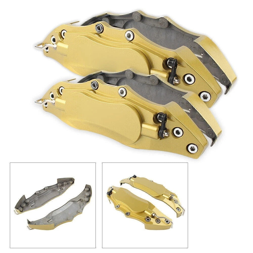 Set of 4 3D Metal Brake Caliper Covers for Universal Fit (Large & Medium) GOLD